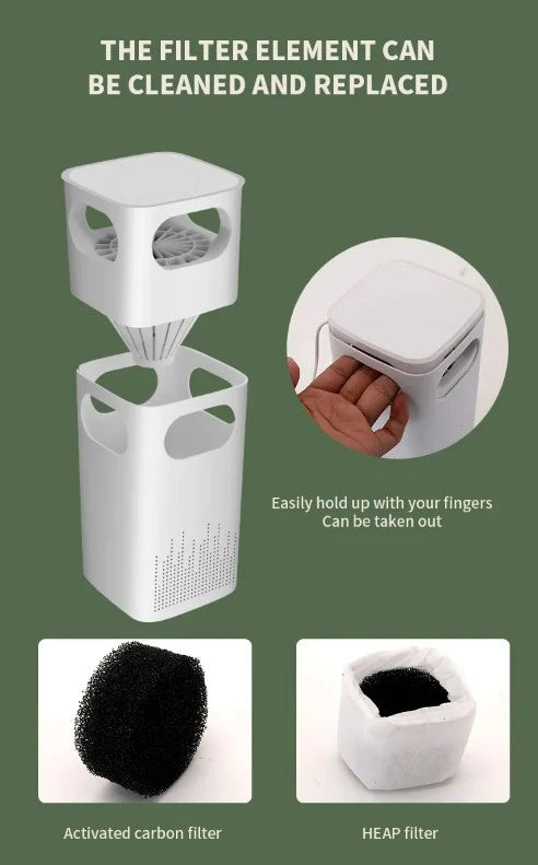 HEPA Filter Air Purifier with Activated Carbon - Portable USB
