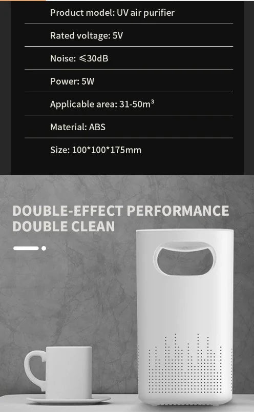 HEPA Filter Air Purifier with Activated Carbon - Portable USB