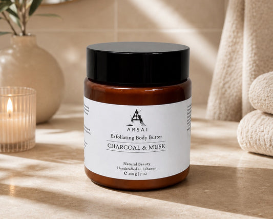 Moisturising Olive and Charcoal and Musk Body Butter 250g