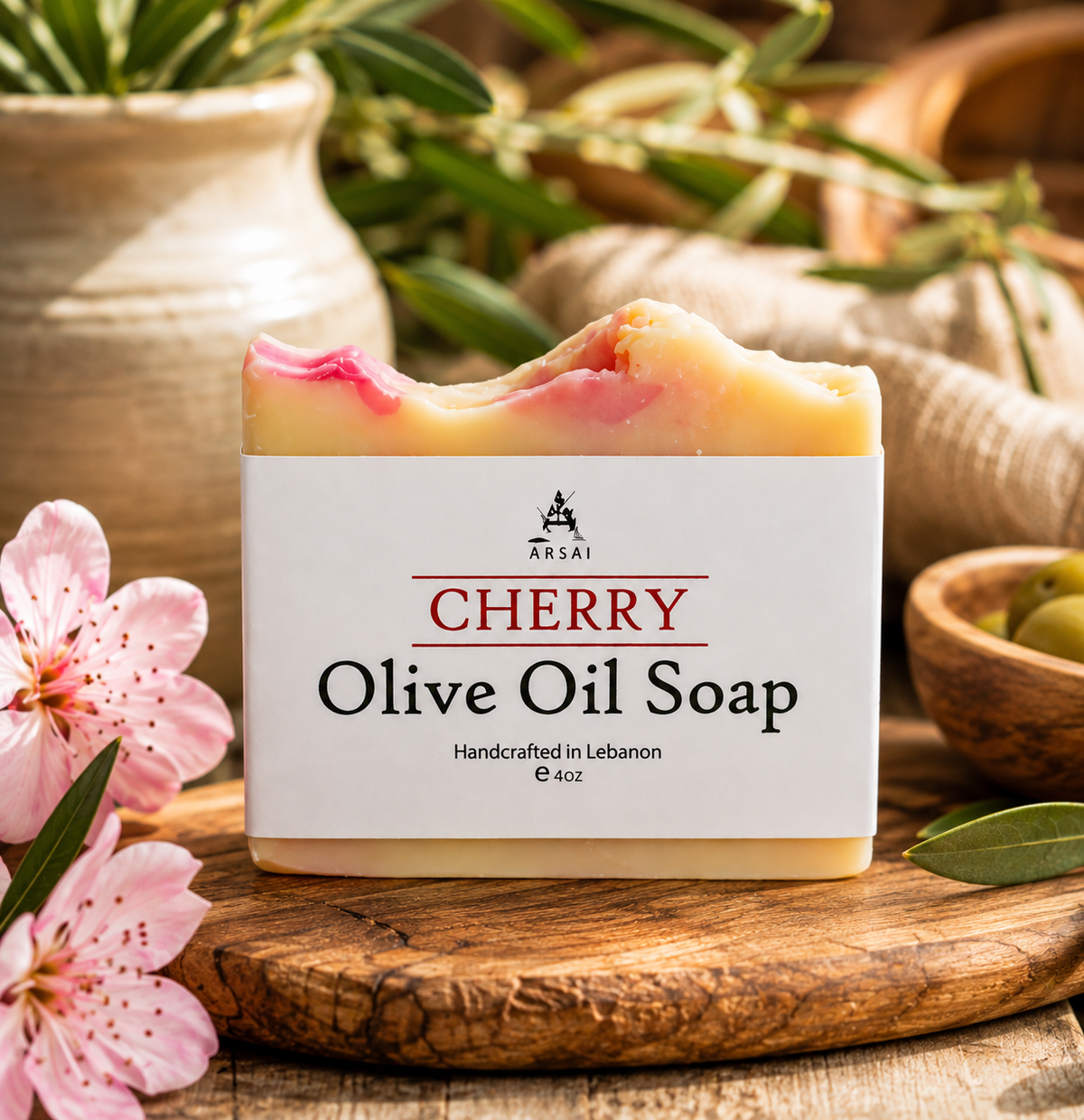 Arsai Cherry Pure Olive Oil Bar Soap