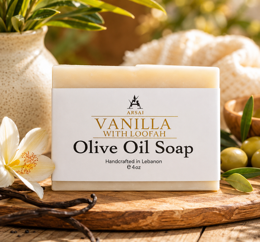 Arsai Vanilla Pure Olive Oil Bar Soap with Infused Loofah