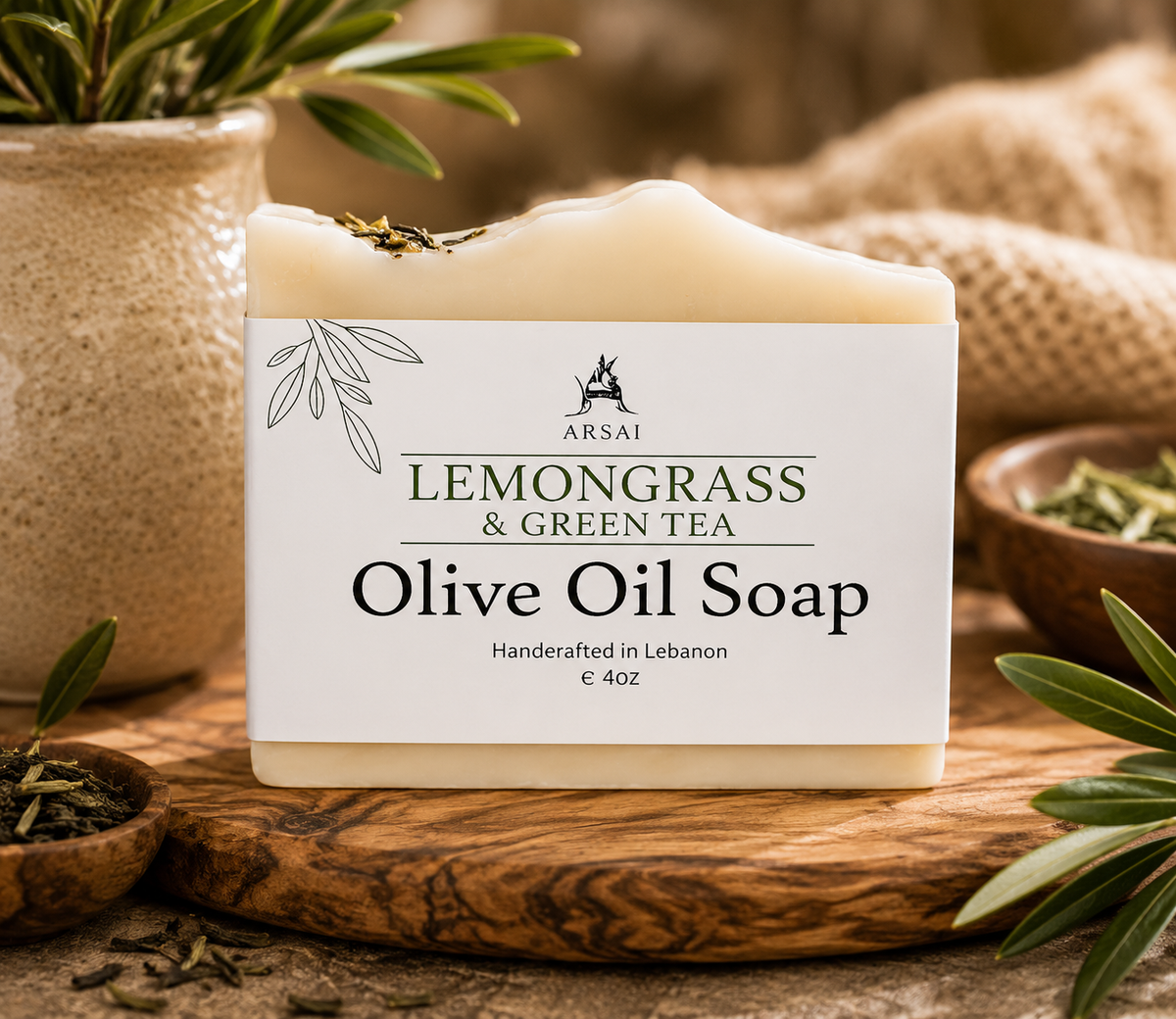 Arsai Lemongrass & Green tea Pure Olive Oil Bar Soap