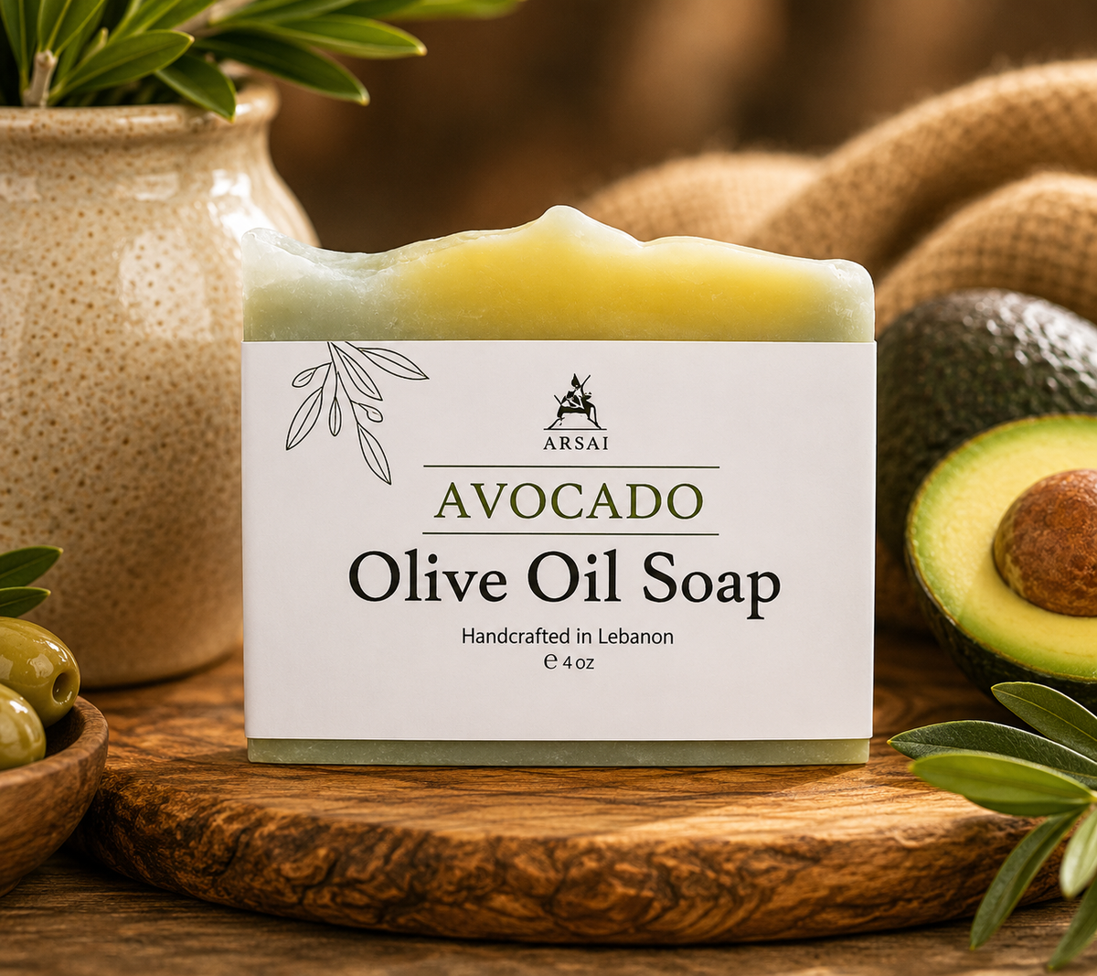 Arsai Pure Olive Oil Avocado Soap Bar