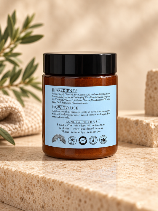 Exfoliating Olive and Charcoal and Musk Body Scrub 250g