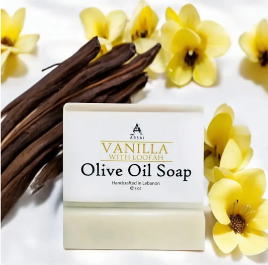 Arsai Vanilla Pure Olive Oil Bar Soap with Infused Loofah